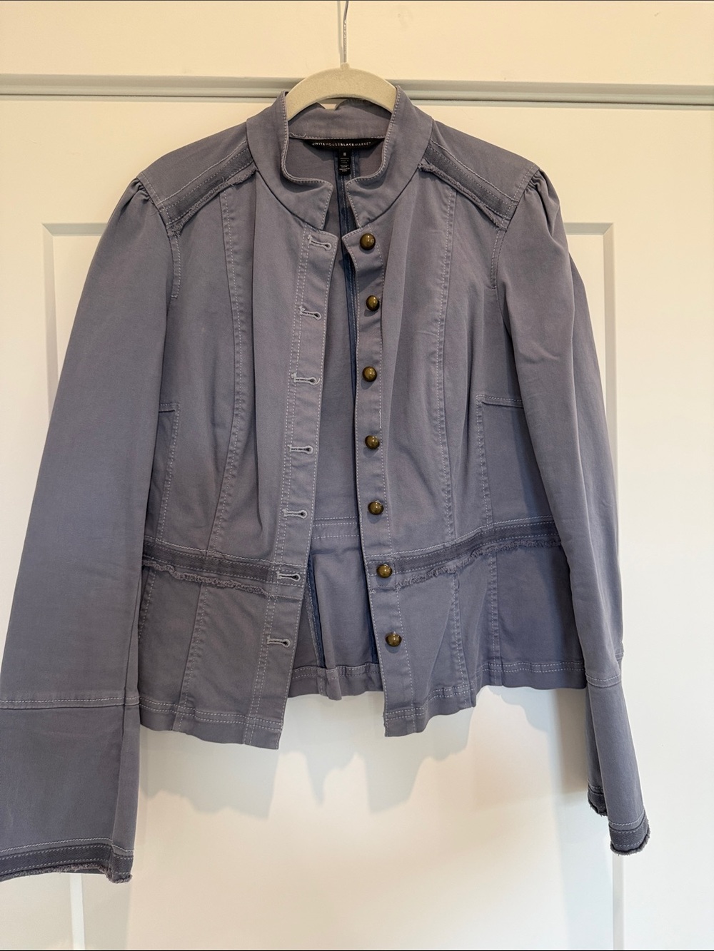White House Black Market Lavender-Gray Military-Style Jacket
